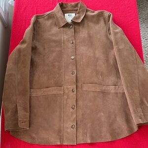 Sezane Will Jacket Camel Suede Utility Jacket Size L NWT